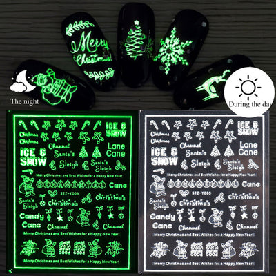 Pegatinas de Uñas Navideñas Luminosas 3D - Copos de Nieve Adhesivos - Image 6