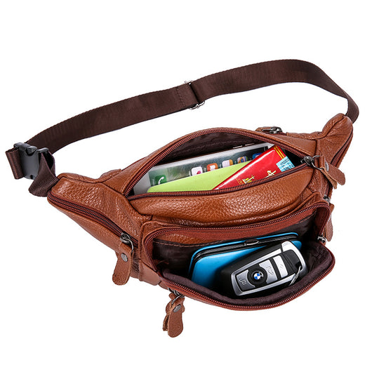 Bolsa de Pecho Cuero Genuino para Hombre - Bandolera Crossbody Ajustable - Image 5