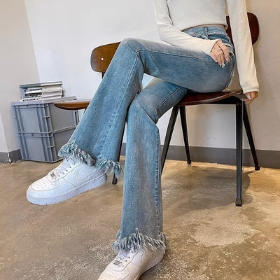 Pantalones Acampanados Desgastados en Tonos Claros para Mujer - Image 12