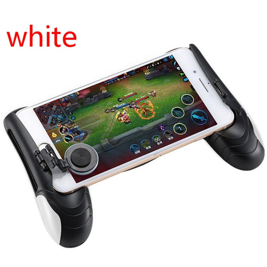 Black mobile game handle with an attached joystick and trigger buttons, holding a smartphone displaying a game. - Image 9