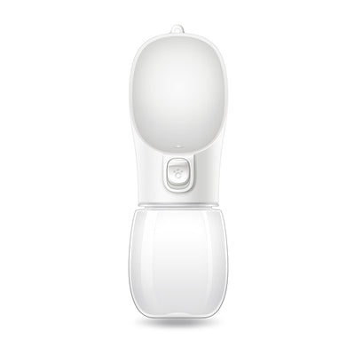 Pink portable pet drinking cup with a clear water reservoir and a paw print button for dispensing water. - Image 3