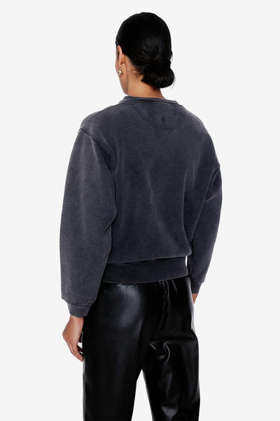 Suéter de Algodón para Mujer con Letras PARIS Cuello Redondo en Negro y Gris - Image 6