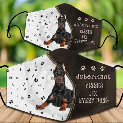 Two cotton face masks with a French Bulldog puppy peeking out, paw prints, and "French Bulldog Kisses Fix Everything" text. - Image 12