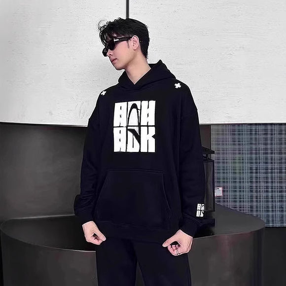 Sudadera Gris Jaspeado con Bordado para Hombre Otoño Invierno