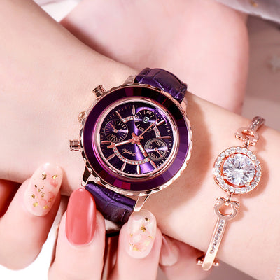 Reloj Pulsera de Cuero Verde con Calendario para Mujer - Image 12