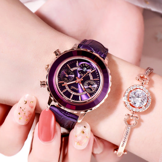 Reloj Pulsera de Cuero Verde con Calendario para Mujer - Image 12