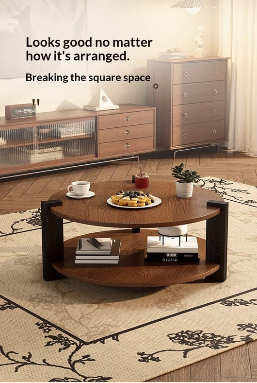 Mesa de Centro Circular en Nogal Negro - Diseño Clásico Madera Maciza - Image 14