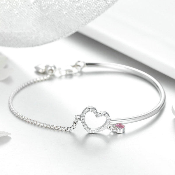 Pulsera de Plata Esterlina 925 con Corazón para Mujer