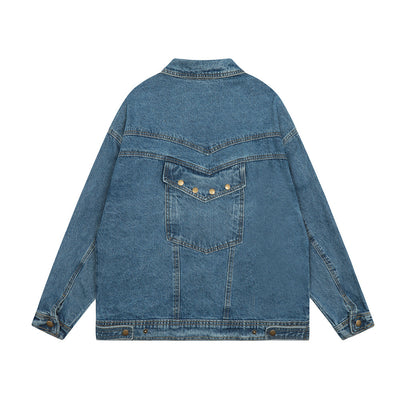 Chaqueta Denim Vintage Punk Lavado Desgastado Unisex - Image 14