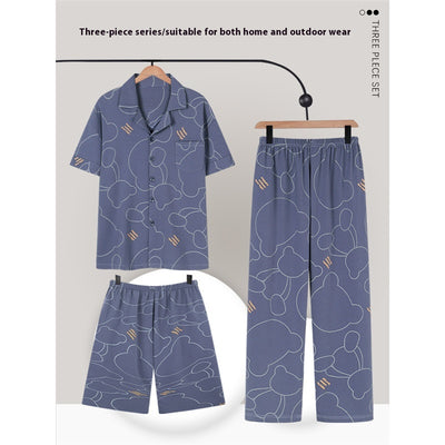 Pijama de Verano para Hombre - Conjunto de 3 Piezas en Algodón con Manga Corta - Image 6