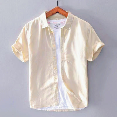 Camisa de Lino Manga Corta para Hombre - Comodidad de Verano - Image 8