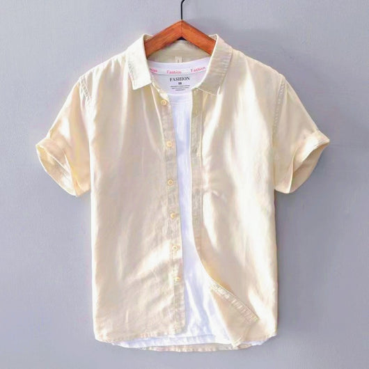Camisa de Lino Manga Corta para Hombre - Comodidad de Verano - Image 8