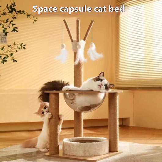 Torre Rascador Cápsula Espacial para Gatos - Juguete Multifuncional