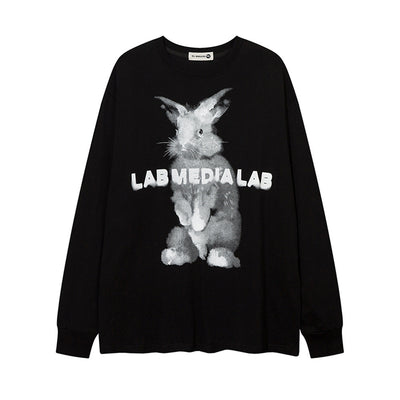 Sudadera Holgada Estampado Conejo Cuello Redondo Manga Larga - Image 5