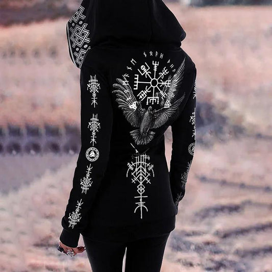 Sudadera Retro Estampada Suelta con Cierre para Mujer - Image 2