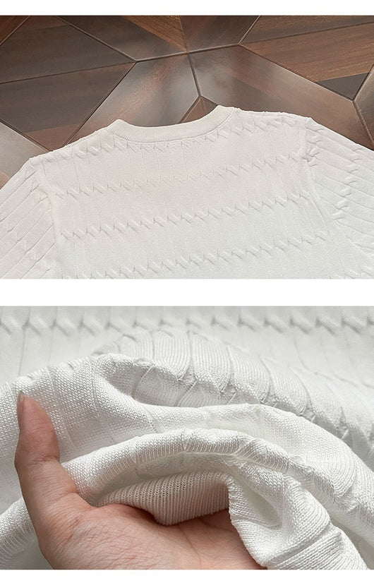 Camiseta de Punto Calada Manga Corta para Hombre - Image 9