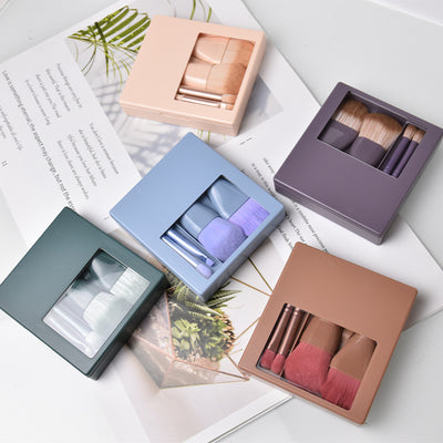 Juego de Brochas de Maquillaje de Viaje con Espejo y Cerdas Suaves