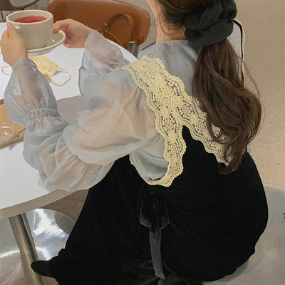 Blusa Romántica Elegante con Mangas Volantes Estilo Francés para Mujer - Image 9