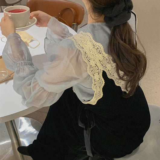 Blusa Romántica Elegante con Mangas Volantes Estilo Francés para Mujer - Image 9