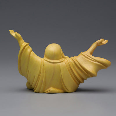 Figura Decorativa Maitreya con Manos Levantadas - Artesanía Boxwood - Image 4
