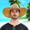 Sombrero de Paja con Ala Ancha y Malla Transpirable para Hombre - Protección Solar