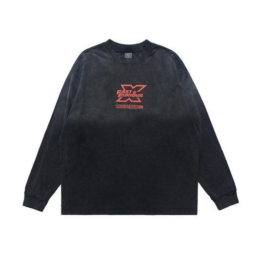 Camiseta Estampada Motociclista Manga Larga Teñida al Lavado - Image 2