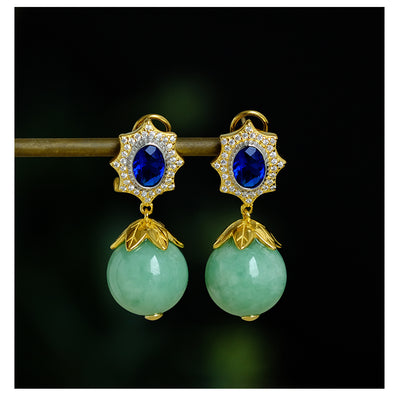 Aretes de Jade Retro Francés en Plata de Ley Natural - Image 3