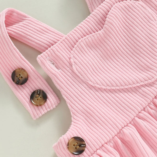 Conjunto Infantil Falda Peto con Top Estampado y Romper Triangular en Pana