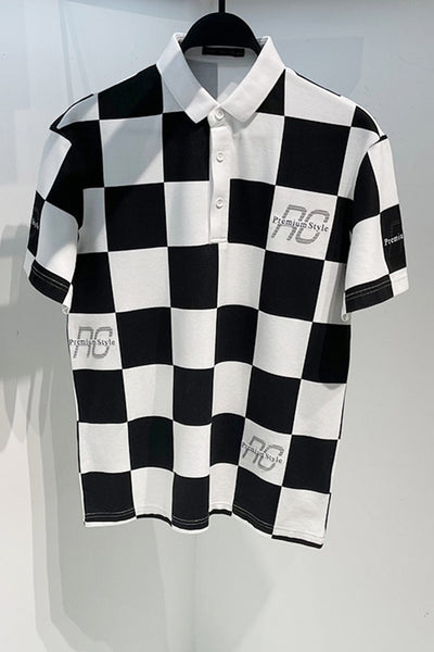 Polo Cuadriculado de Manga Corta para Hombre - Comodidad de Verano - Image 3