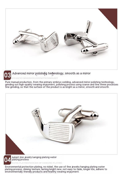 Gemelos para Camisa Ejecutivos Diseño Raqueta de Golf en Metal Plateado - Image 10
