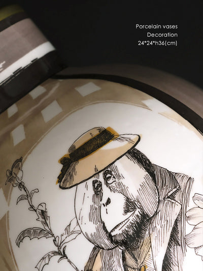 Jarrón de Porcelana con Decoración en Tono Cacao - Image 15