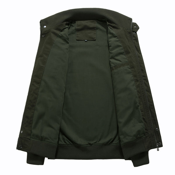 Chaqueta Casual Oversize de Algodón con Cuello Alto para Hombre Talla Grande