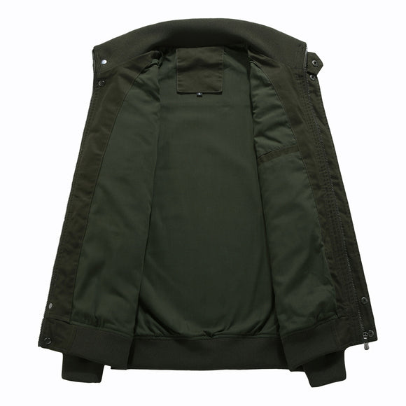 Jaqueta Casual Oversize de Algodão com Gola Alta para Homens Plus Size