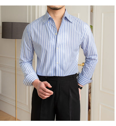 Camisa Casual de Algodón con Cuello y Rayas para Hombre - Image 5