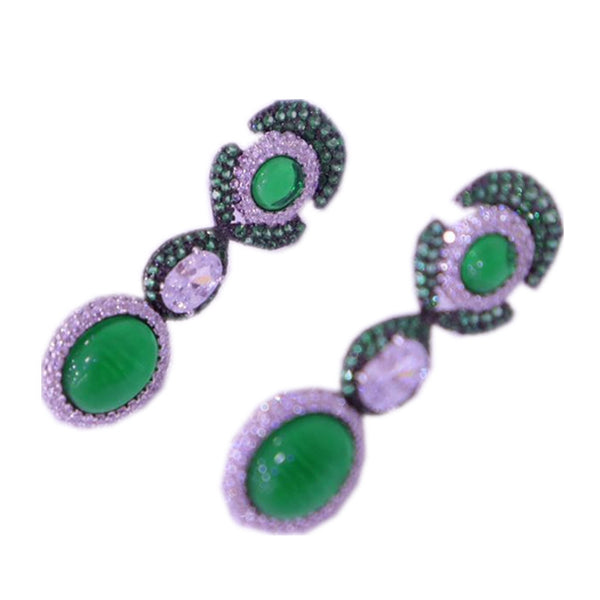 Aretes Vintage Florales con Esmeralda Simulada Versátiles - Image 7