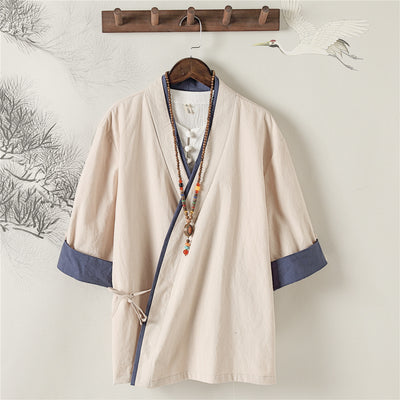 Camisa Retro Estilo Chino de Lino para Hombre con Manga Corta - Image 9
