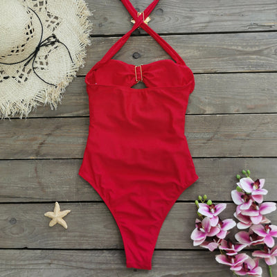 Traje de Baño Enterizo Elegante con Falda y Escote Hueco - Image 18