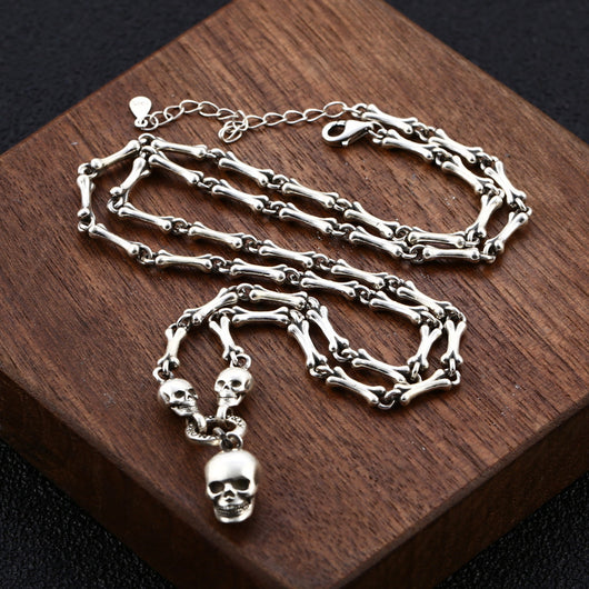 Collar de Plata Esterlina con Calaveras de Personalidad Masculina y Femenina - Image 5