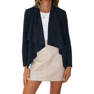 Chaqueta Casual de Terciopelo Gamuza Sintética con Solapa Temperamento - Image 9