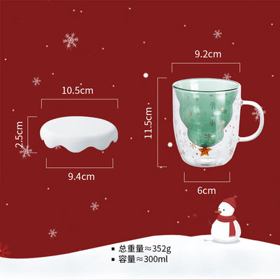 Taza de Café Navideña de Vidrio Resistente al Calor con Tapa y Asa - Image 3