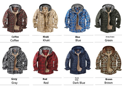 Chaqueta Acolchada Térmica a Cuadros con Capucha y Forro Polar para Hombre - Image 22