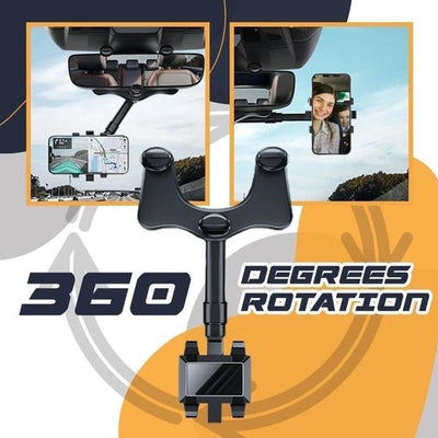 Soporte Giratorio para Teléfono en Espejo Retrovisor - Compatible con Todos los Móviles