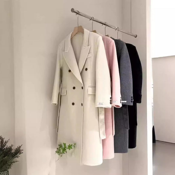 Abrigo de Lana Reversible con Solapas Cruzadas