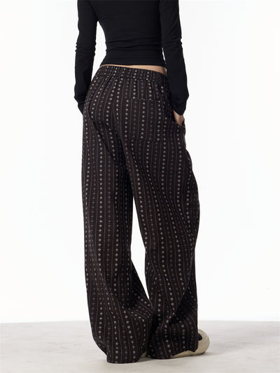 Pantalones Rectos Jacquard Retro Versátiles de Cintura Alta - Image 11