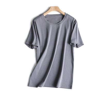 Blusa de Algodón Suelta Cuello Redondo Color Liso para Mujer - Image 5