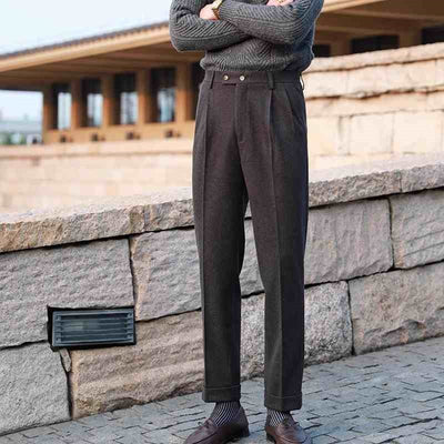 Pantalones Neapolitanos de Corte Recto Cintura Alta para Hombre - Image 13