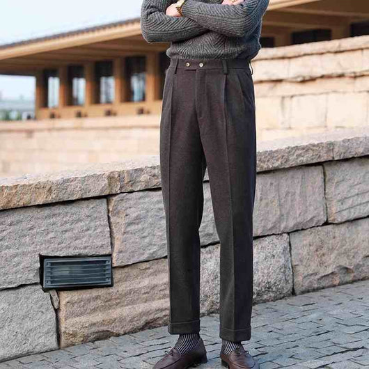 Pantalones Neapolitanos de Corte Recto Cintura Alta para Hombre - Image 13