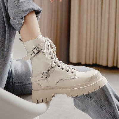 Botas Martin de Cuero Genuino Estilo Británico con Suela Gruesa para Mujer - Image 6
