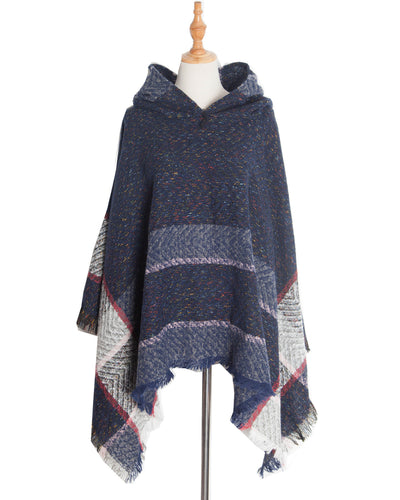 Poncho Tipo Espina de Pez con Capucha para Mujer - Image 2