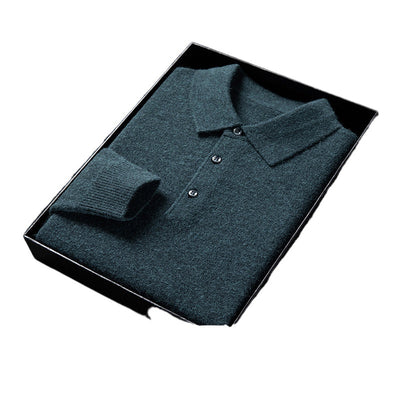 Suéter Polo de Manga Larga para Hombre - Colores Sólidos Otoño Invierno - Image 5
